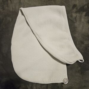 Soft Cream Hair Towel with Button Closure